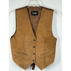 B27 - Vintage Learsi Snap Front Leather Vest Size Medium
